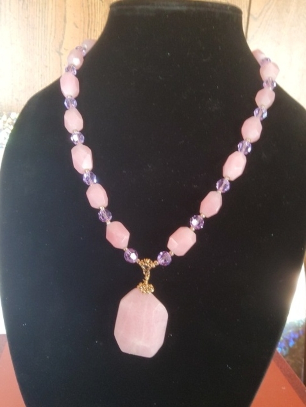 Handcrafted Rose Quartz Beaded Necklace.